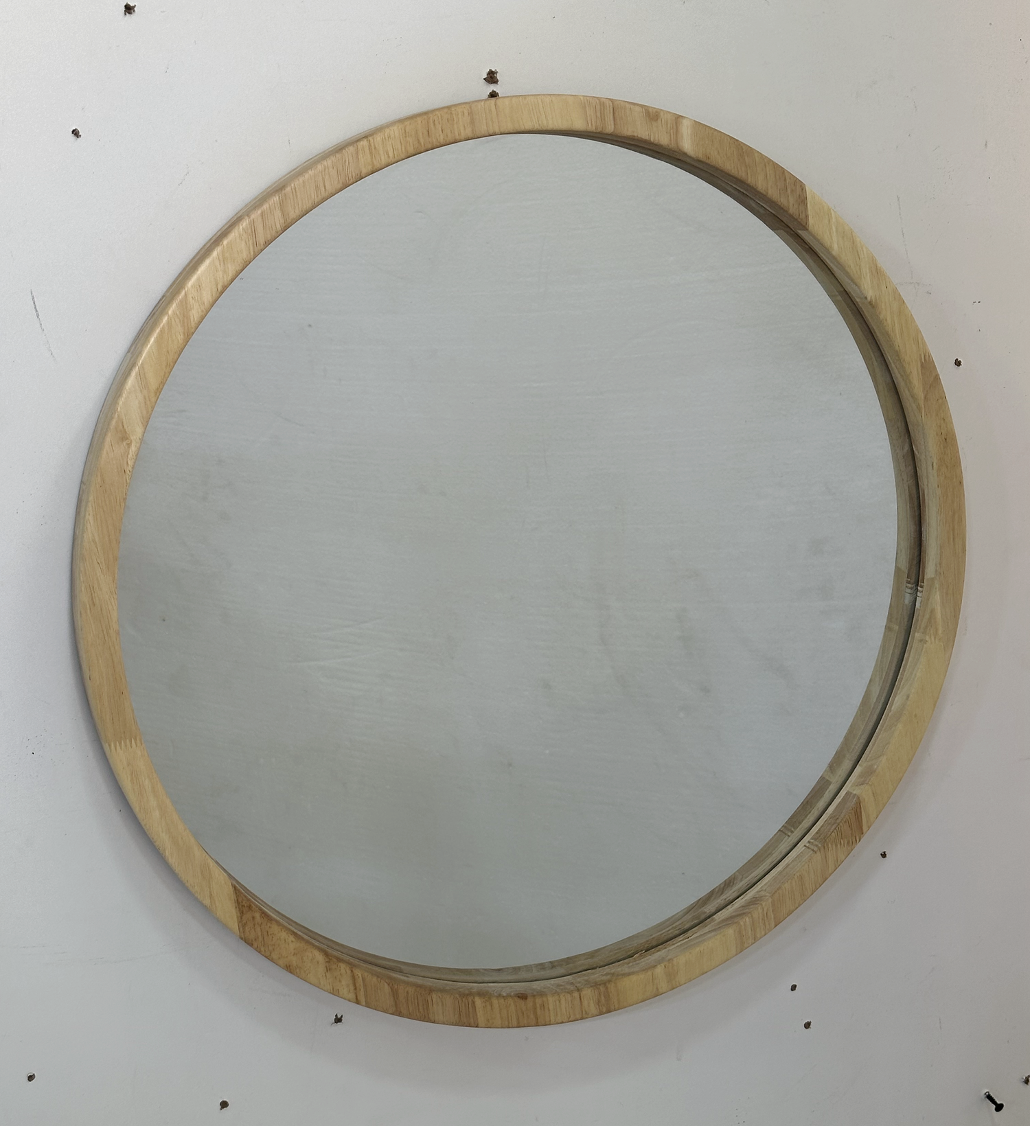 Sedna Scandinavian Round Wood Wall Mirror 60cm