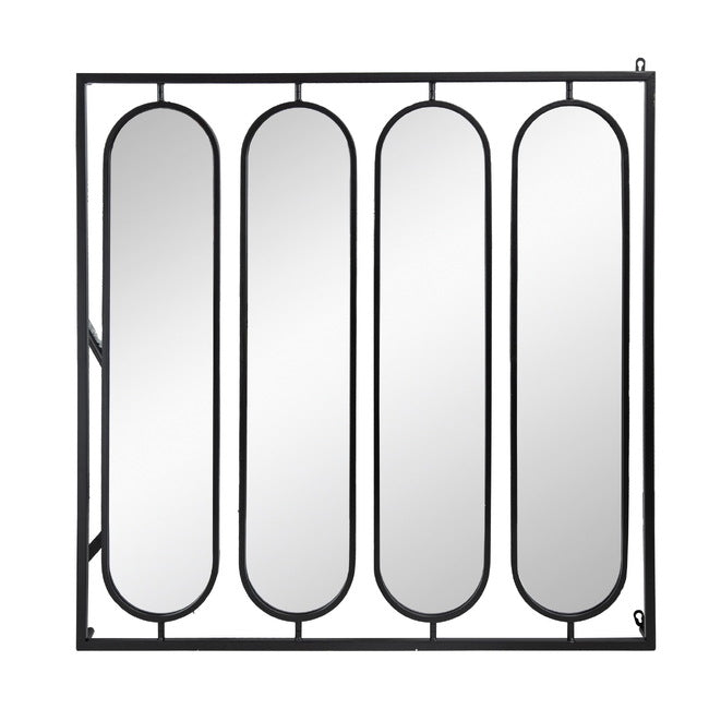 Seetha Swivel Black Metal Mirror - Industrial Panel Design 91cm