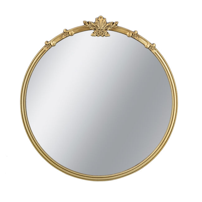 Leila Rococo Round Ornate Gold Mirror