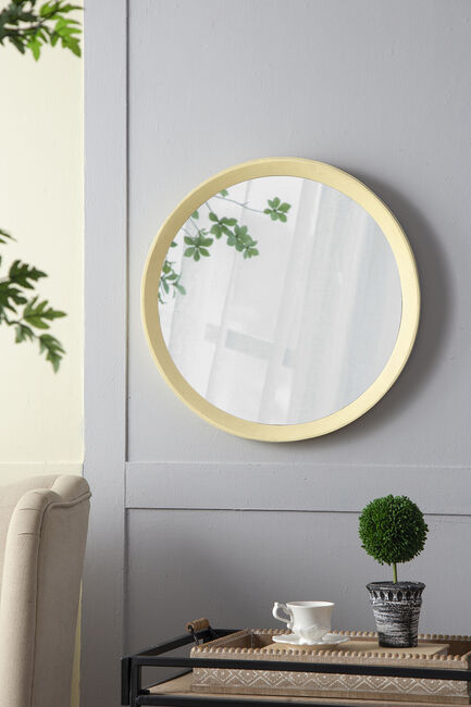 Helene Porthole Mango Cream Wood Wall Mirror