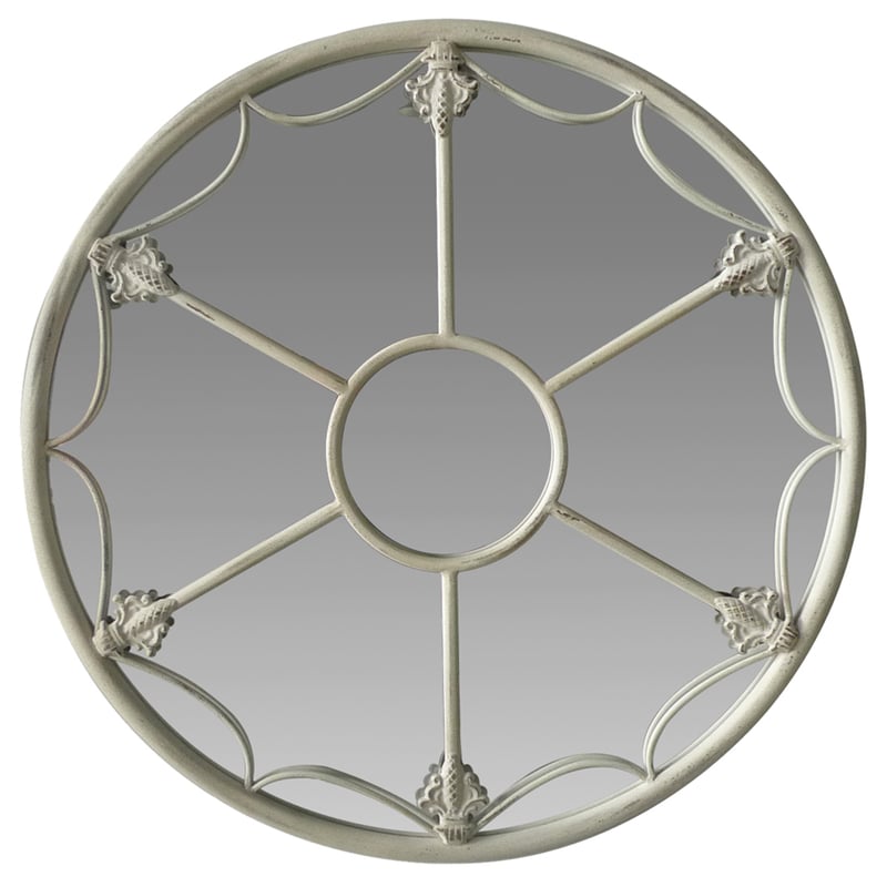 Celeste Vintage Fleur Round Wall Mirror White 60cm