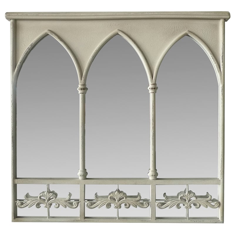 Eloise Vintage Gothic Wall Fleur Mirror White 64cm x 60cm