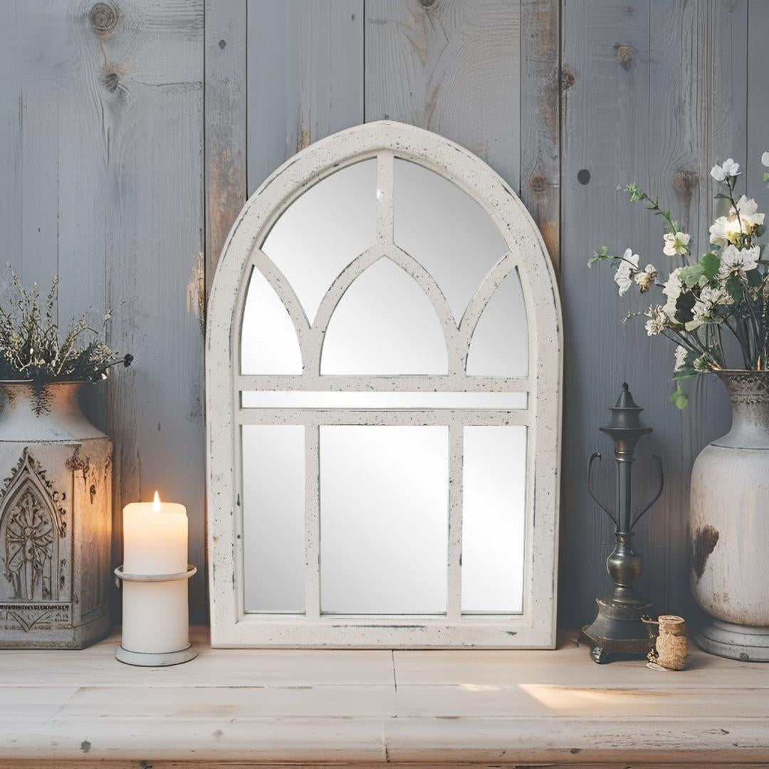 Seraphina French Provincial Gothic Arch Wall Mirror White 53cm x 81cm