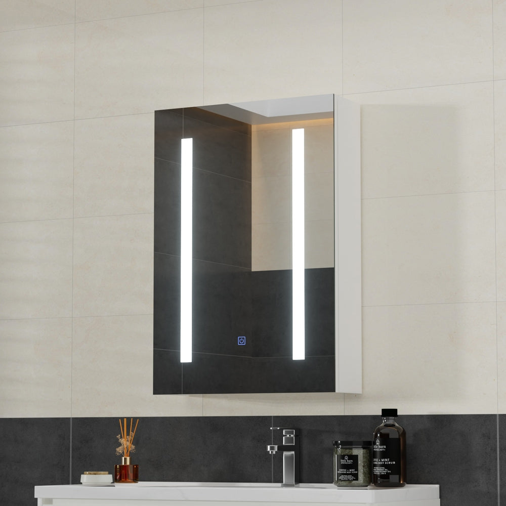 Cefito Single Door LED Bathroom Cabinet White 50cm x 72cm