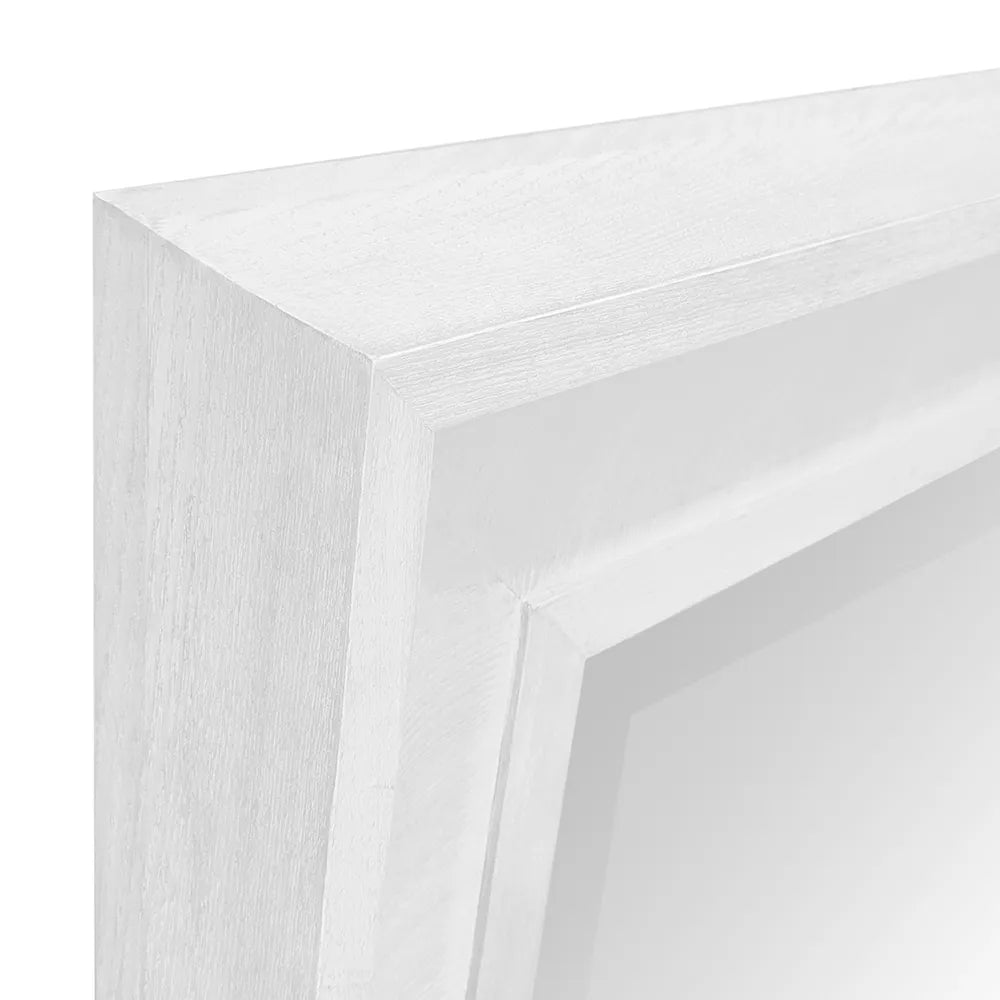 Bateman Wall Mirror White White rectangular frame corner on a white background