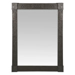 Rectangular mirror with a textured black frame on a white background