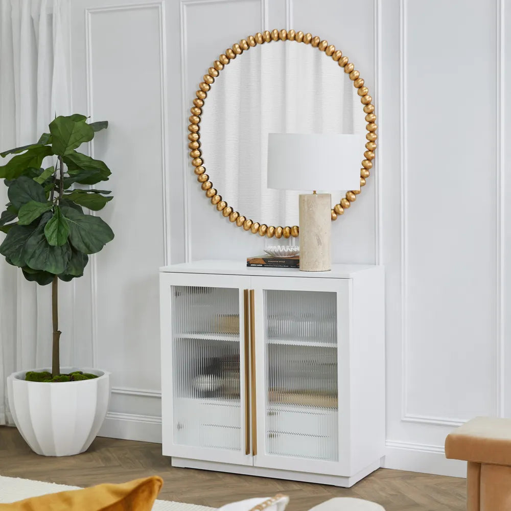 Cafe Light & Living Esme Round Beaded Gold Wall Mirror 40549