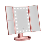 Embellir Tri-fold Makeup Mirror with LED Light Travel Portable Pink