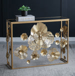 Floret Mirrored Console Table Gold