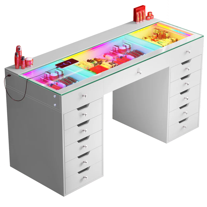Vanitii Eva Vanity Desk Pro with RGB Lighting - White
