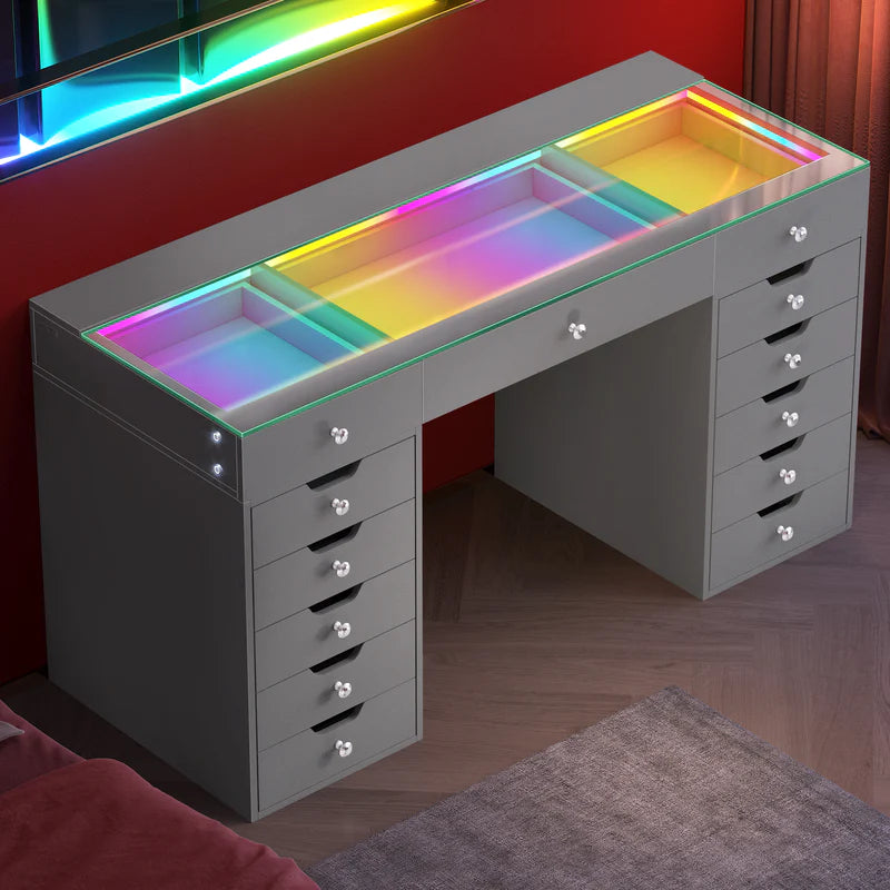 Vanitii Eva Vanity Desk Pro with RGB Lighting - White