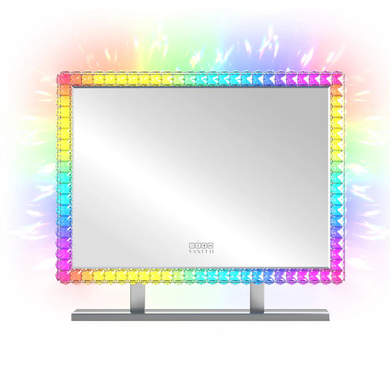 Vanitii Crystal Diamond Vanity Mirror with Bluetooth and RGB
