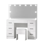 Artiss Debbie Hollywood Makeup Mirror and Table Set White