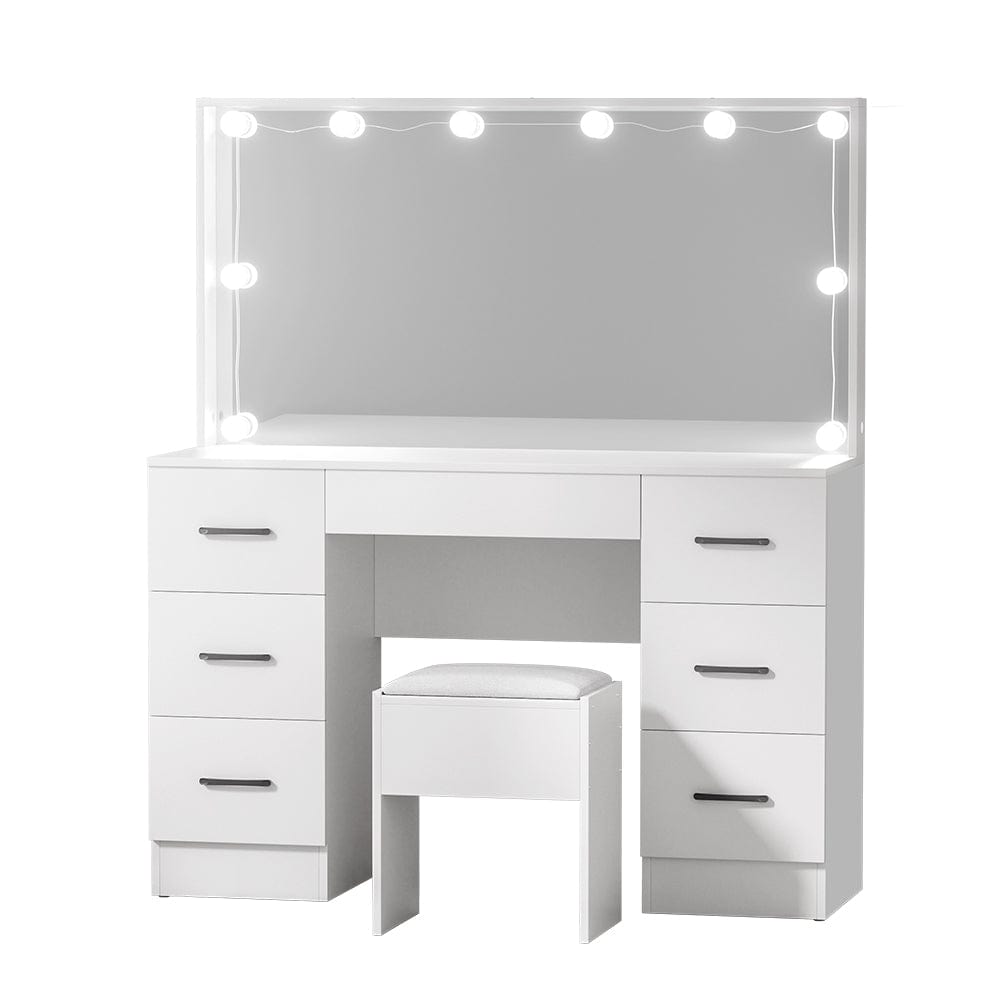 Artiss Debbie Hollywood Makeup Mirror and Table Set White