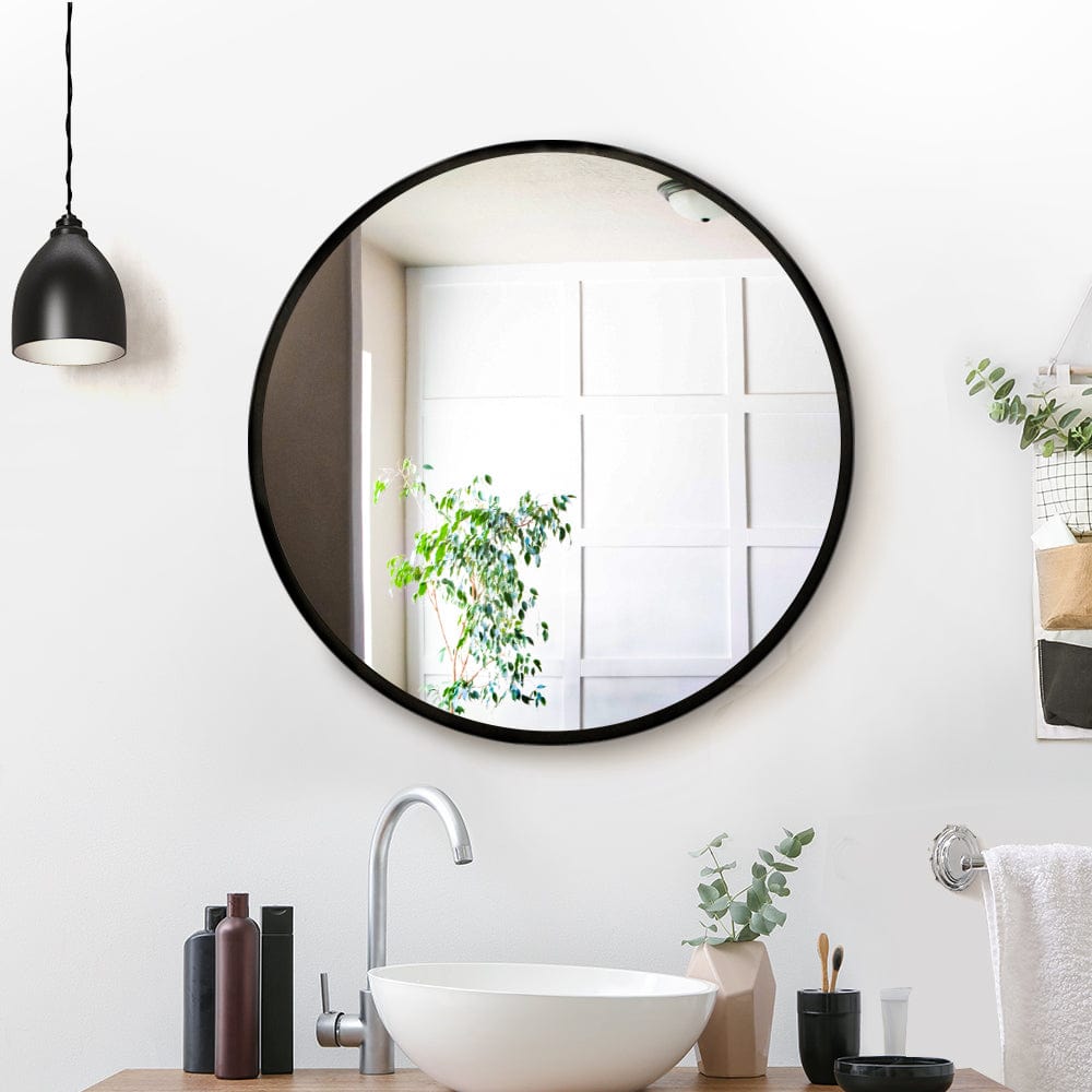 Embellir Bathroom Round Wall Mirror Black | MM-WALL-ROU-BK-50