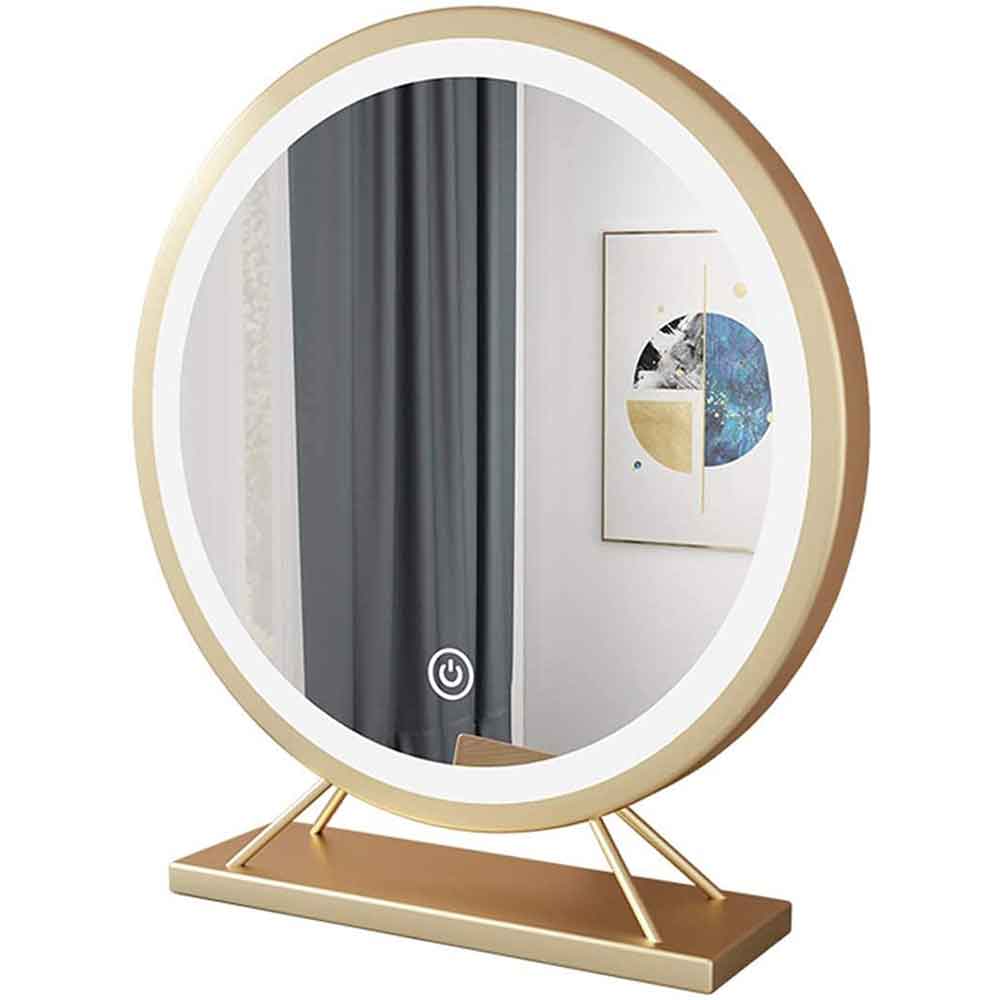 Gold Round LED Makeup Mirror Desktop  V324-CS-HOMIRGD403