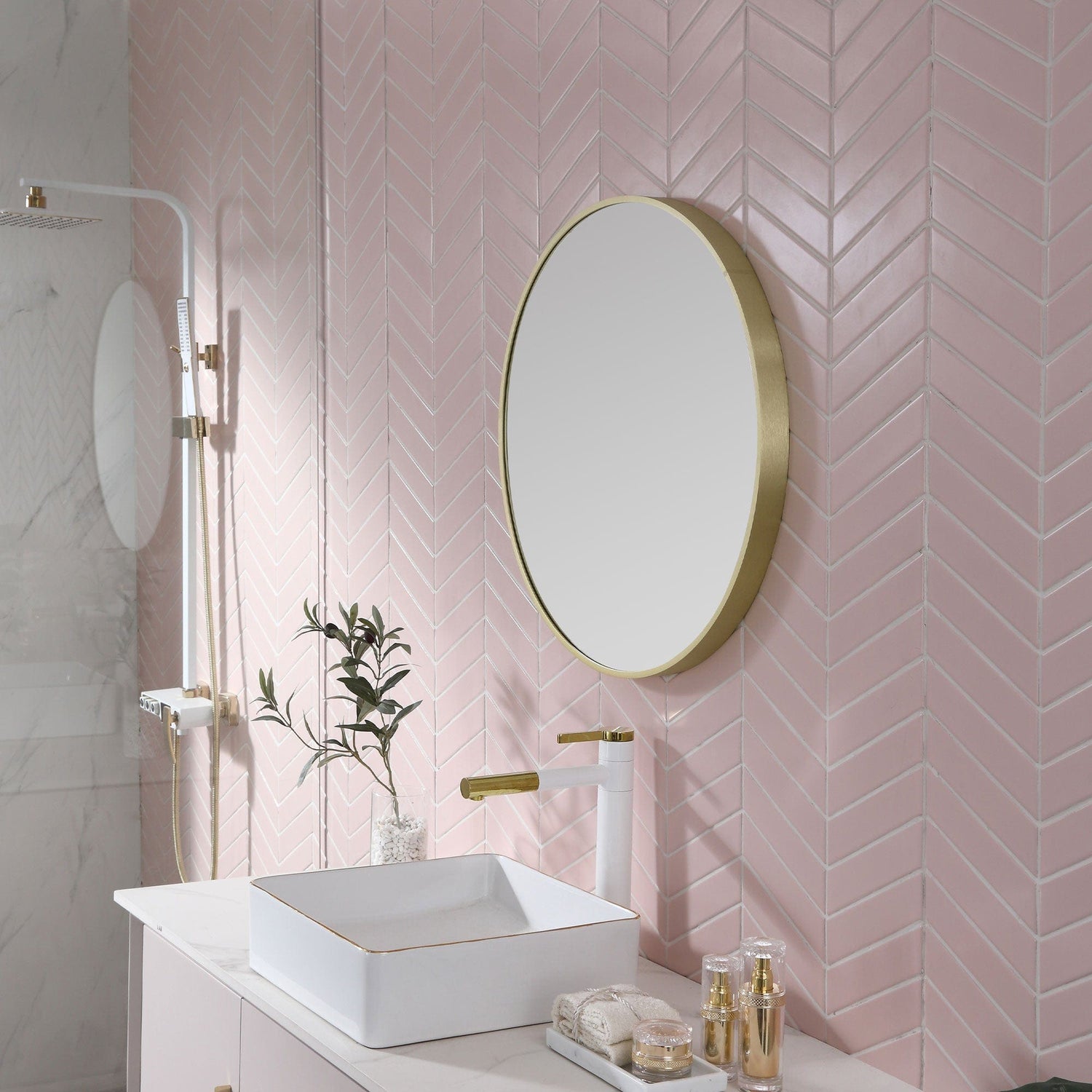 Remer Remer Modern Round Wall Mirror - Lowest Price Guarantee 61cm x 61cm / Brushed Brass MR61-BB