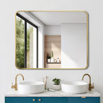 Lily Gold Framed Rounded Edge Wall Mirror Modern Rectangular 100cm x 80cm