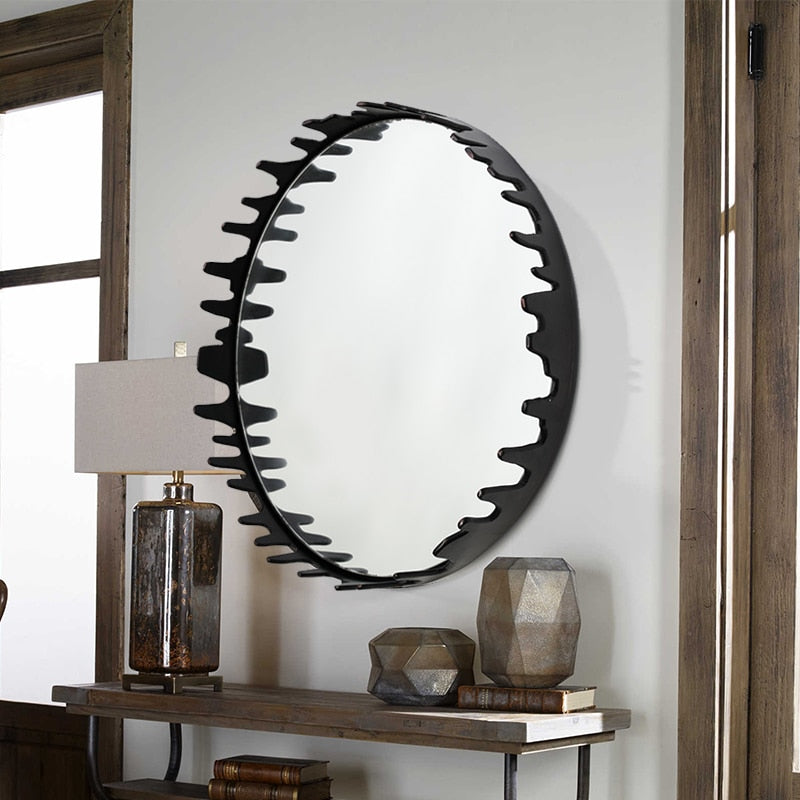 Georgia Black Round Wall Mirror 46cm