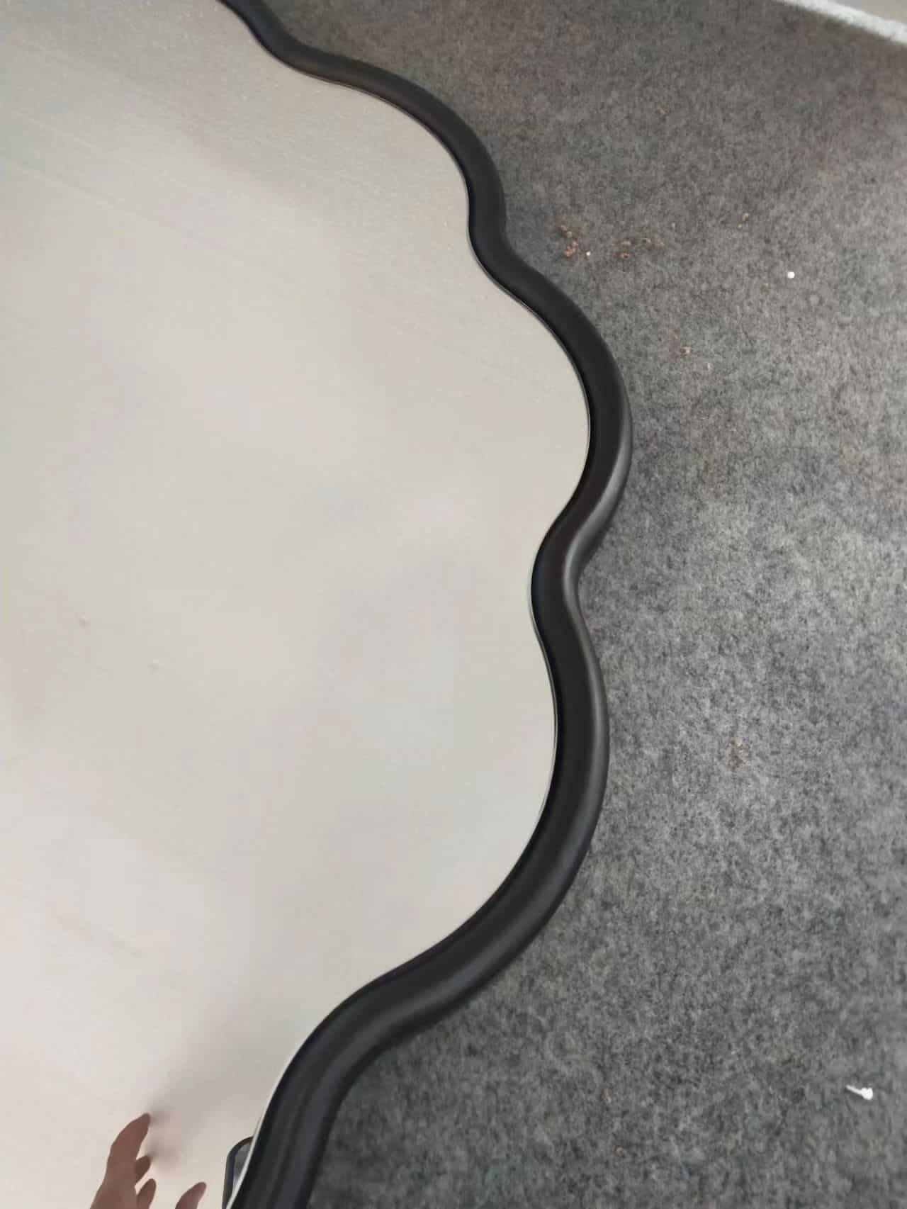 Eli Wavy Round Black Wall Mirror 60cm x 60cm