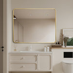 Lily Gold Framed Rounded Edge Wall Mirror Modern Rectangular 100cm x 80cm