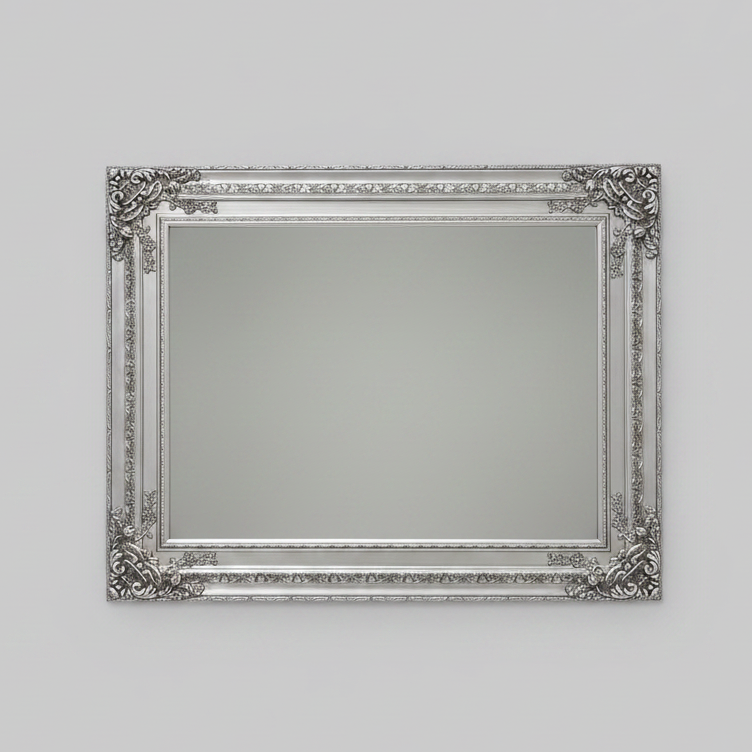 Isolde Ornate Silver Wall Mirror Pinewood Frame 25mm Bevel