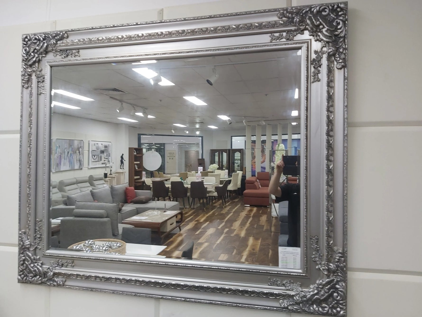 Isolde Ornate Silver Wall Mirror Pinewood Frame 25mm Bevel