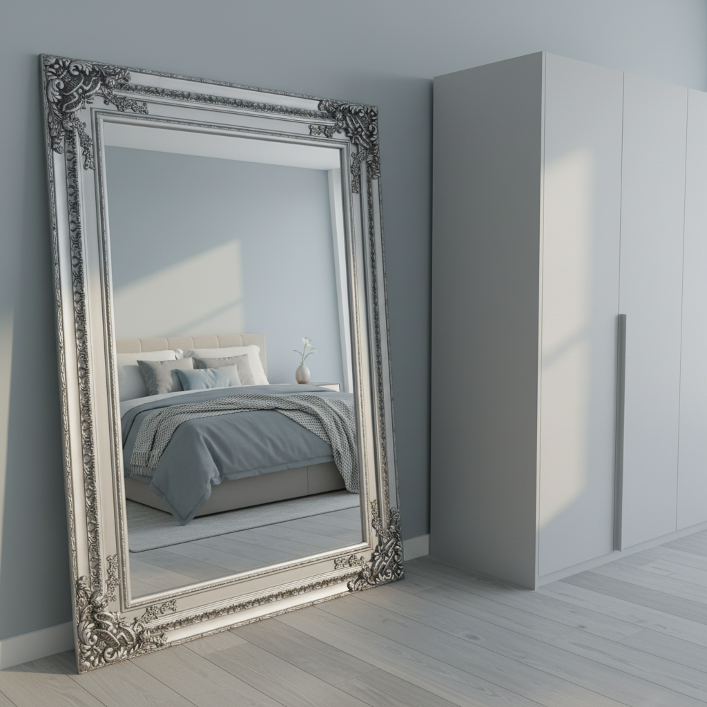 Isolde Ornate Silver Wall Mirror Pinewood Frame 25mm Bevel
