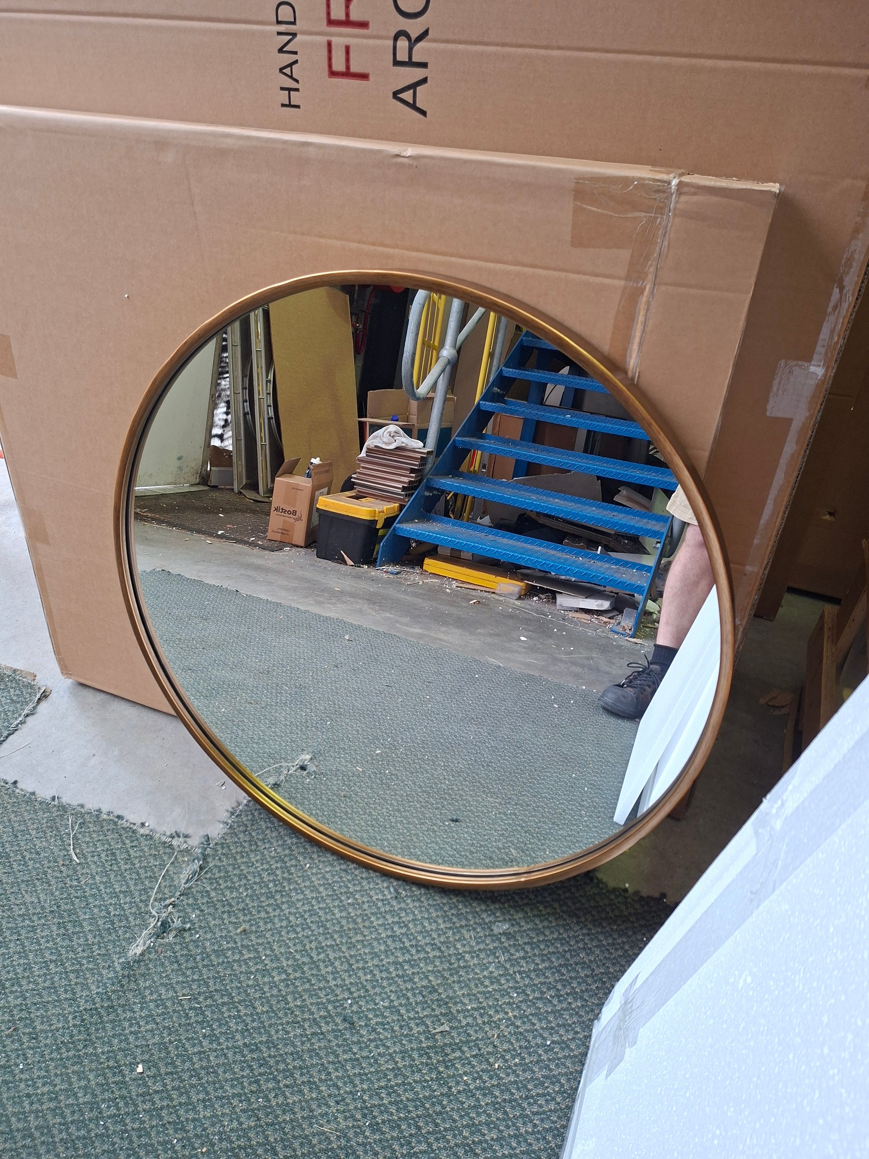 Harper Patina Gold Round Wall Mirror Vintage