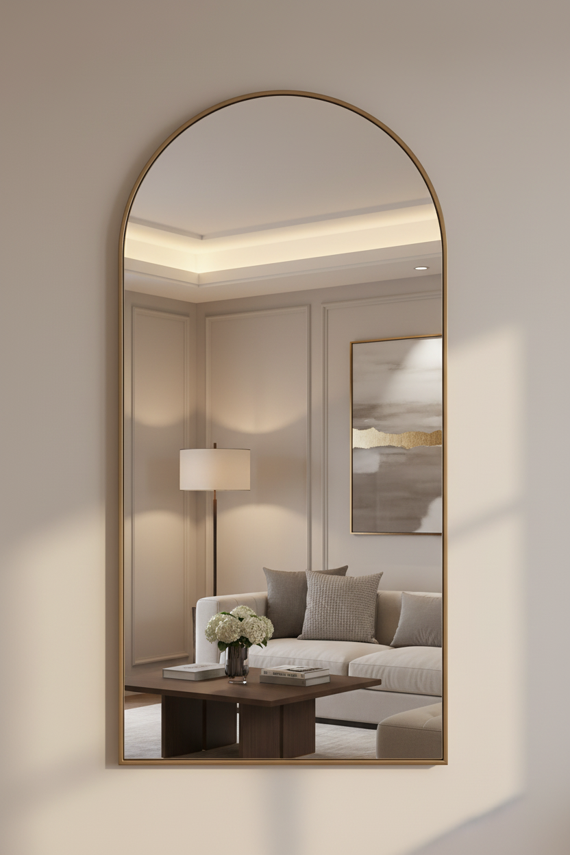 Harper Patina Gold Arch Wall Mirror Vintage