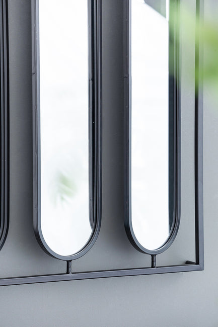 Seetha Swivel Black Metal Mirror - Industrial Panel Design 91cm