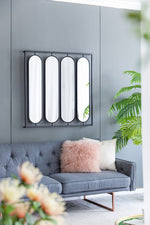 Seetha Swivel Black Metal Mirror - Industrial Panel Design 91cm