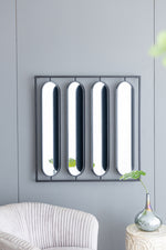 Seetha Swivel Black Metal Mirror - Industrial Panel Design 91cm
