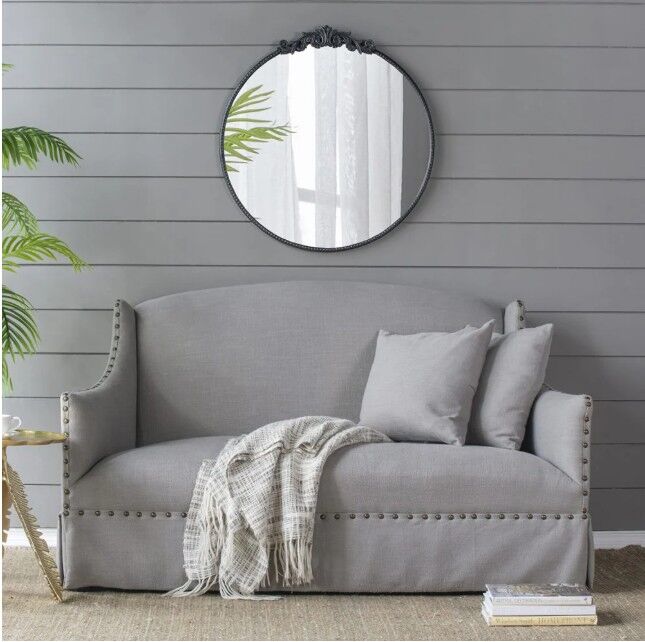 Isabella Baroque Black Round Wall Mirror 