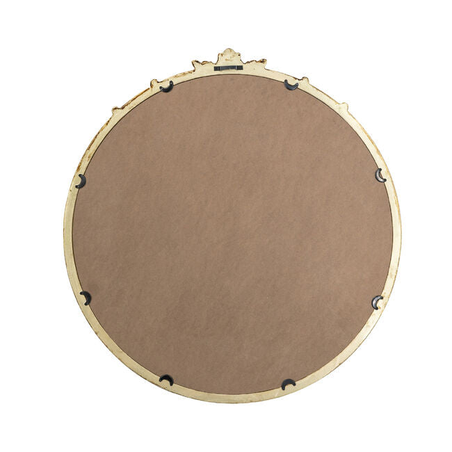 Leila Rococo Round Ornate Gold Mirror