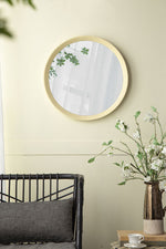 Helene Porthole Mango Cream Wood Wall Mirror