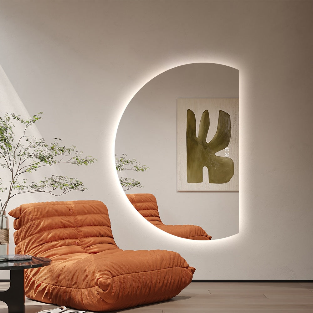 Alexander Right Cut Moon LED Mirror 77cm x 110cm