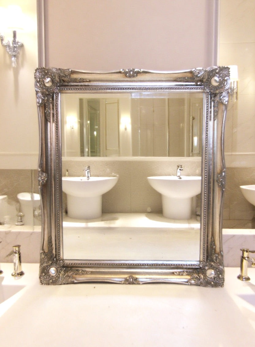 Valencia Ornate Mirror Antique Silver