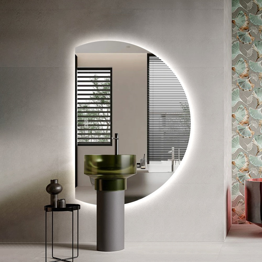 Alexander Moon Shaped Frameless Left Cut Backlit LED Mirror 77cm x 110cm