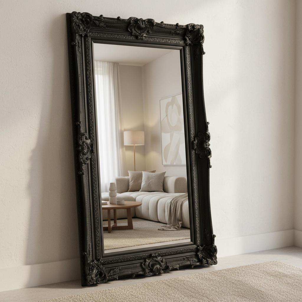 Aurelia Ornate Mirror Black