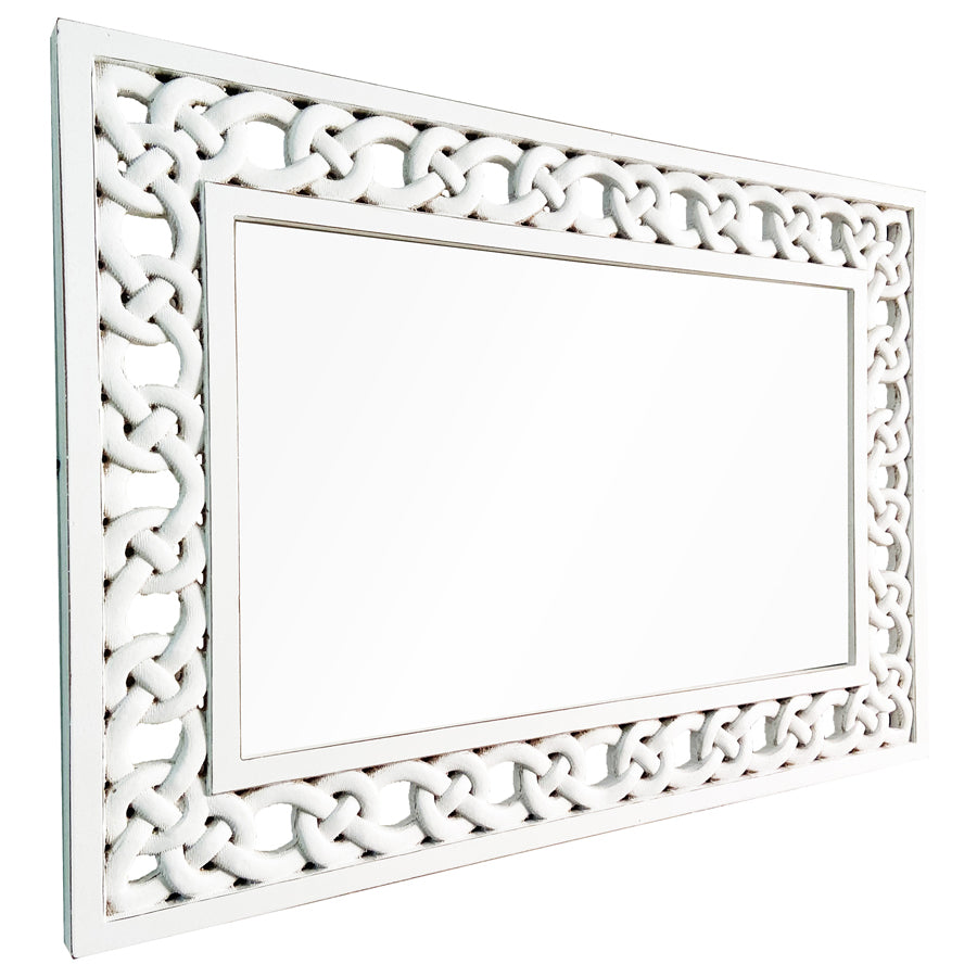 Savoy Braid-Frame Wall Mirror White 60cm x 85cm