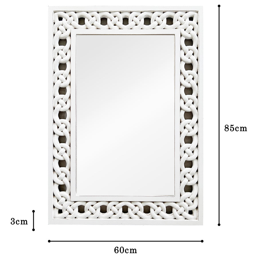 Savoy Braid-Frame Wall Mirror White 60cm x 85cm
