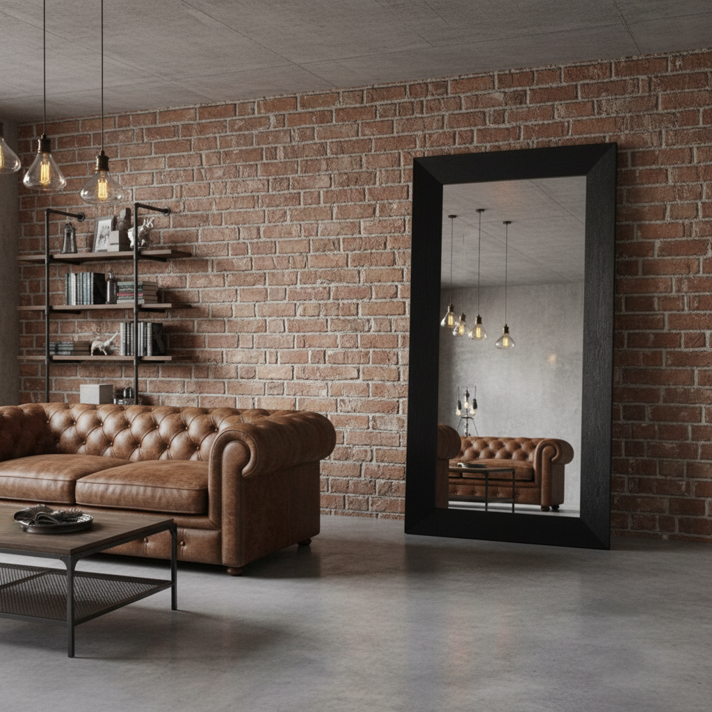 Vesper Wood Floor Mirror Black