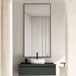 Genevieve Black Framed Rectangular Wall Mirror Modern 50cm x 100cm