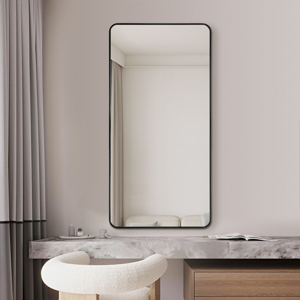 Hugo Long Rounded Modern Rectangular Wall Mirror
