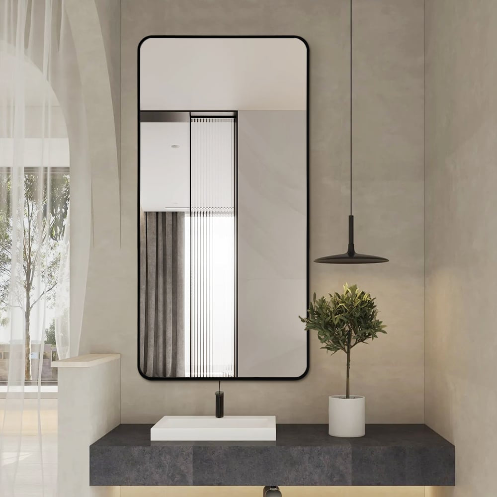 Hugo Long Rounded Modern Rectangular Wall Mirror