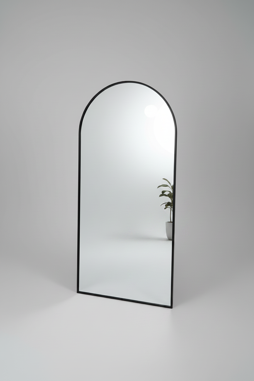 Mila Arched Wall Mirror Black Aluminium Alloy Frame 50cm x 100cm