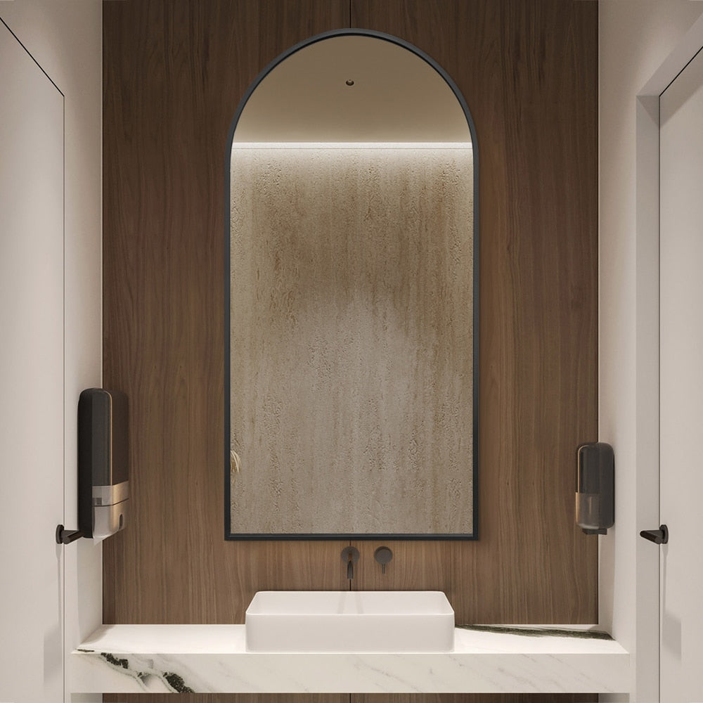 Mila Arched Wall Mirror Black Aluminium Alloy Frame 50cm x 100cm