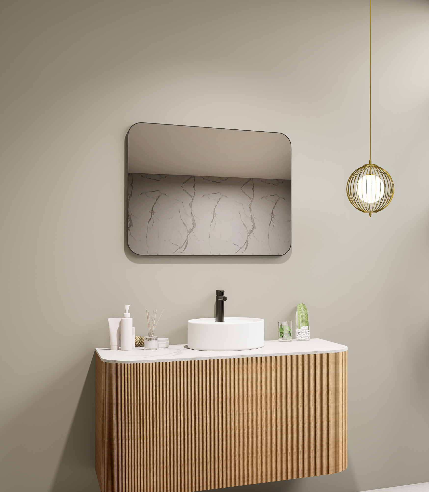 Lumixe ASTA Framed Mirror Matte Black