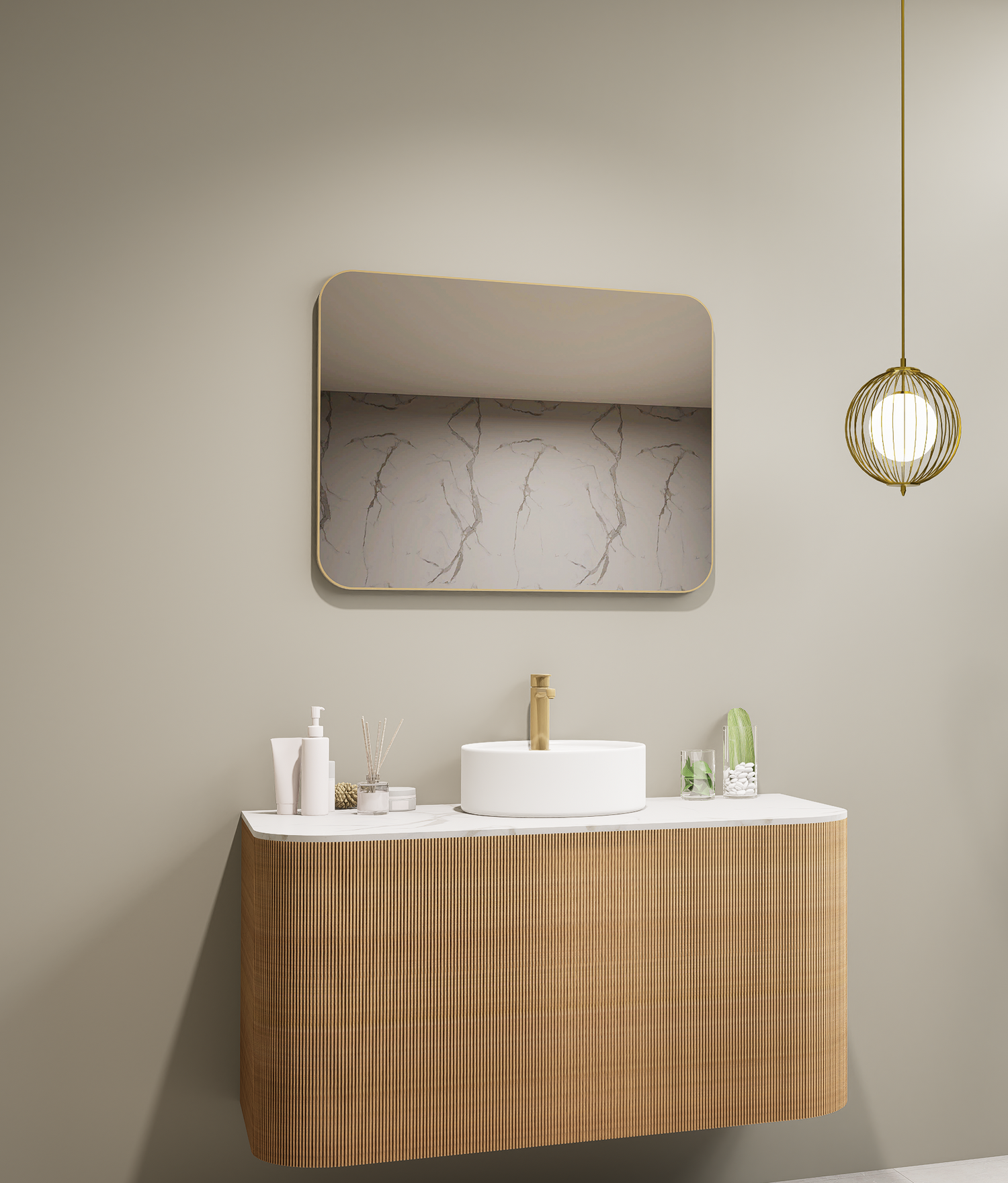 Lumixe ASTA Framed Mirror Brushed Gold